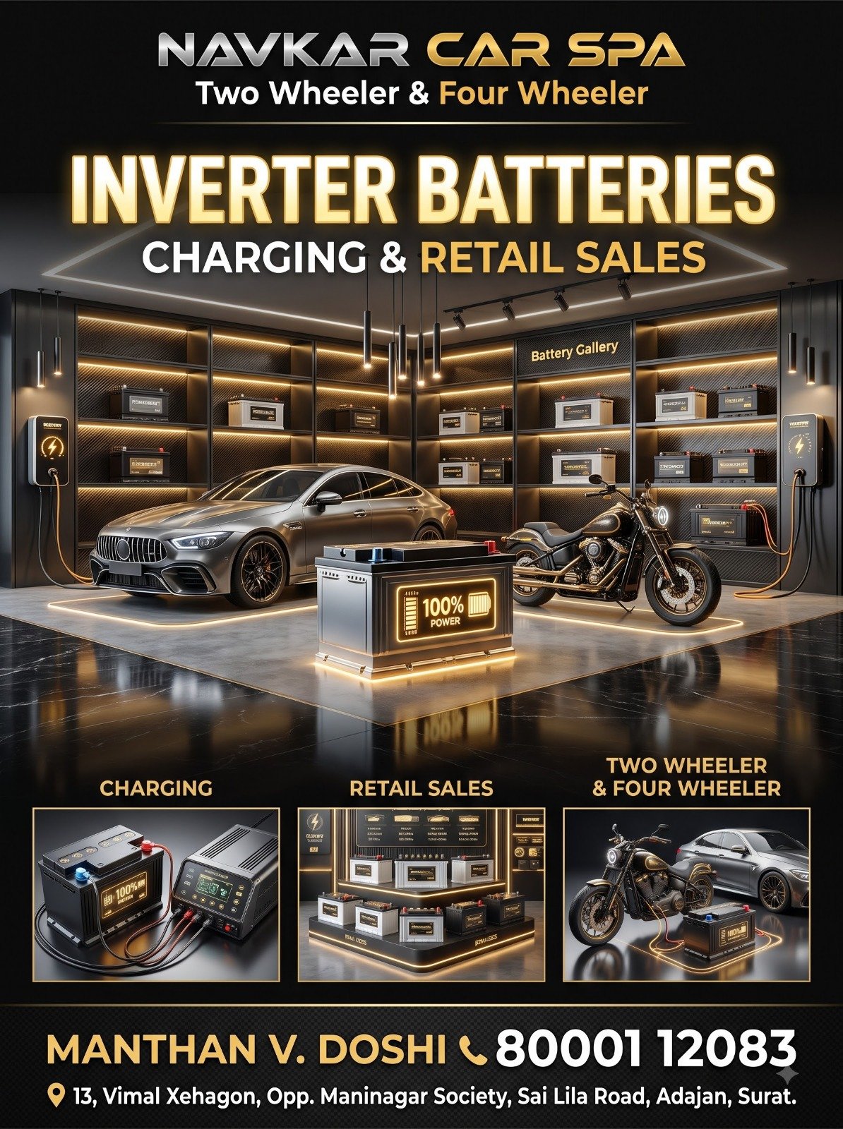 Navkar Car Spa Battery Diagnostic & Charging Center Flyer