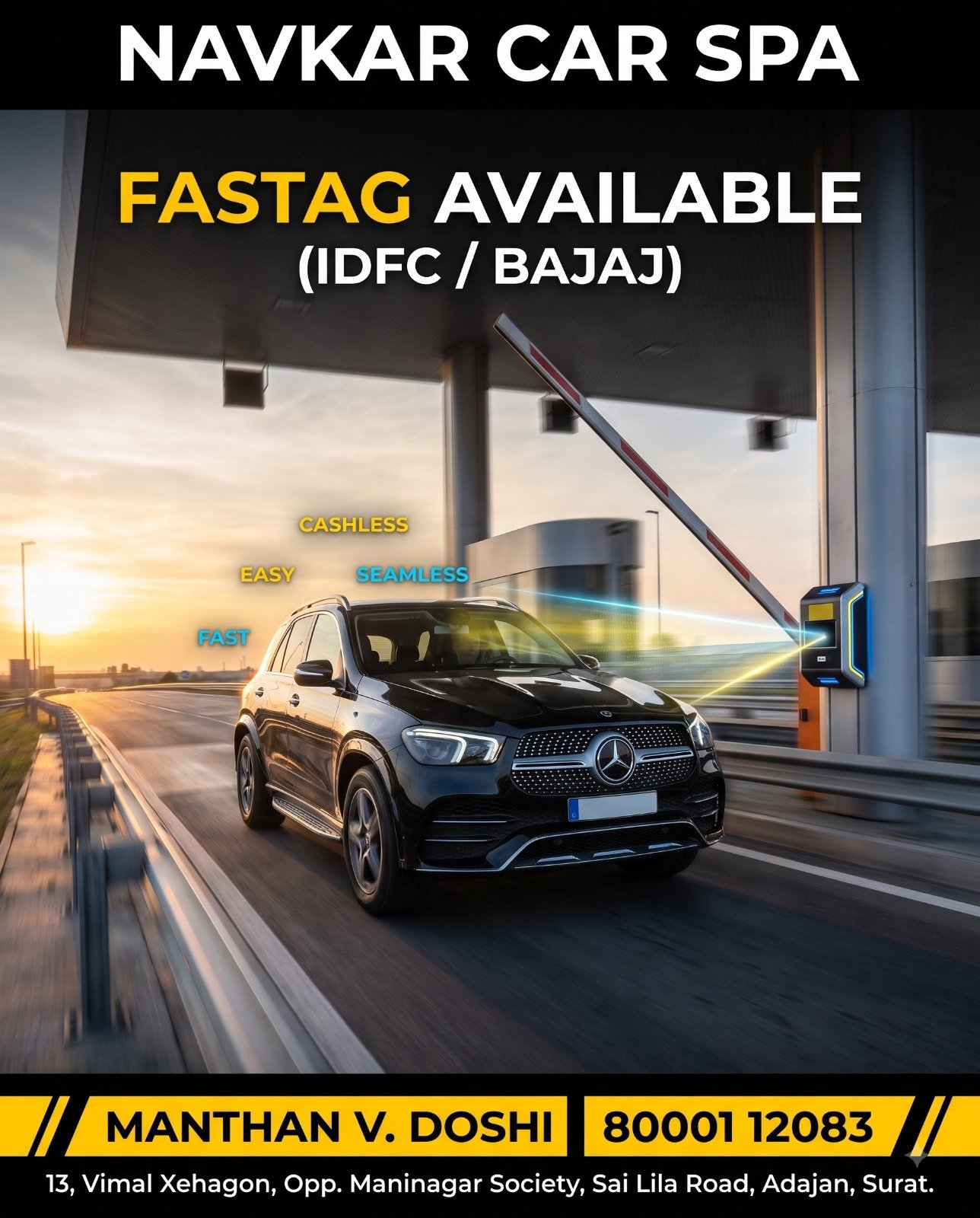 FASTag electronic RFID tag fitment Navkar Car Spa